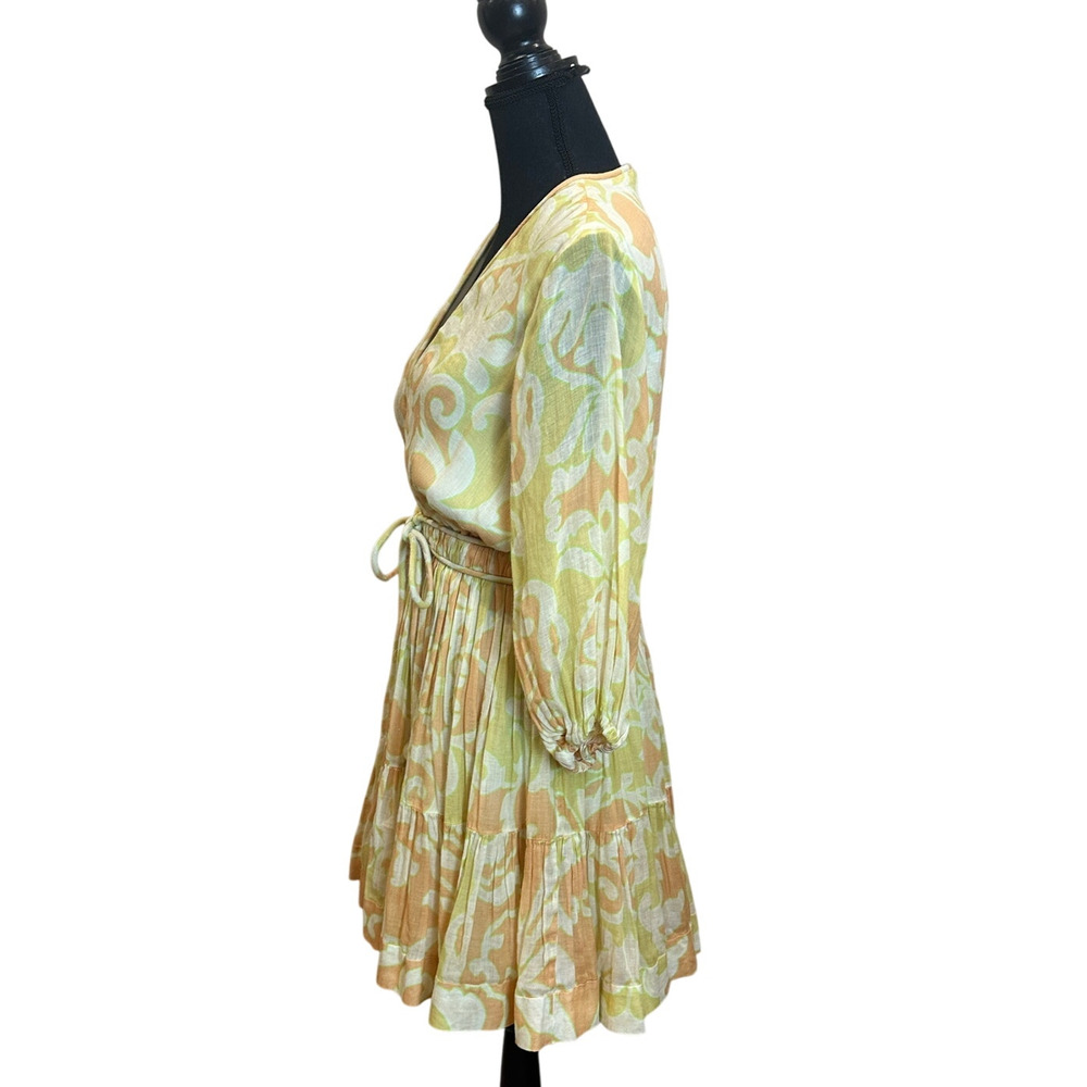 Alexis Yellow Boho Mini Dress XS Party Vacation Designer Cottagecore Cotton $600 - Picture 8 of 13